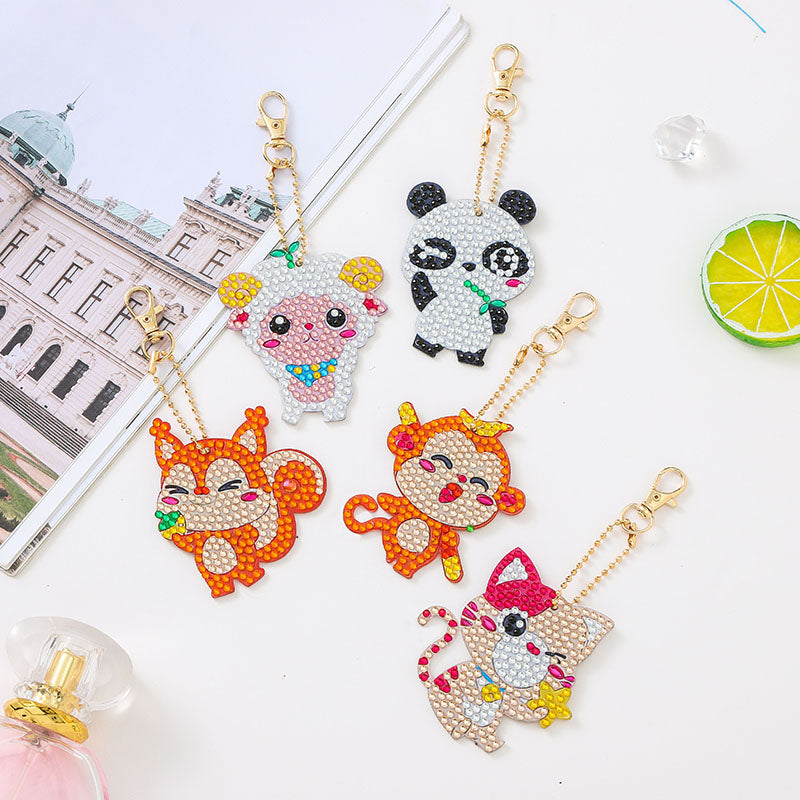 DIY keychain | Panda Fox | Double-sided | Five Piece Set