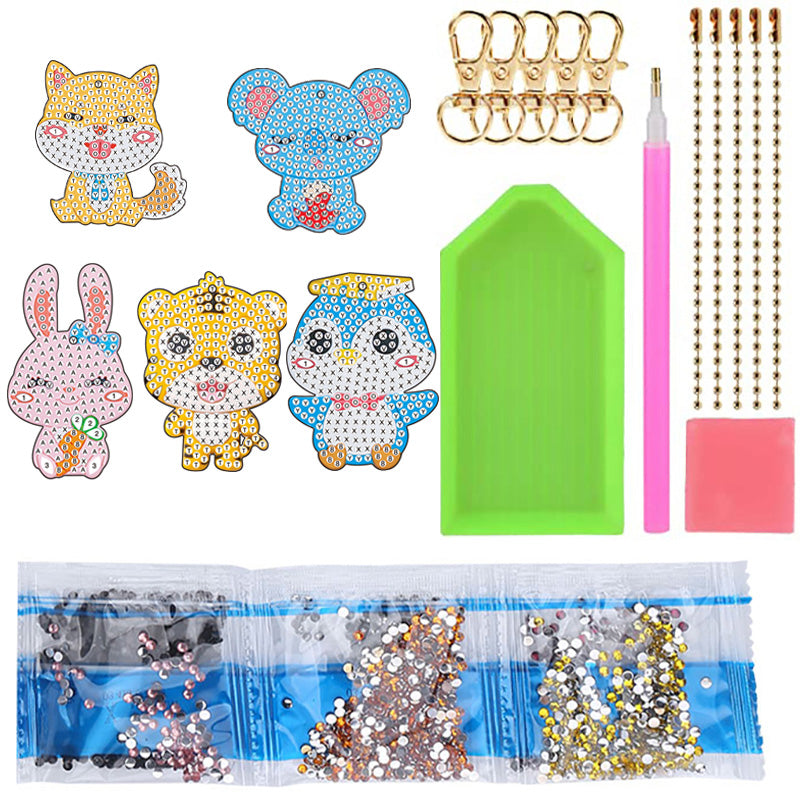 DIY keychain | Rabbit Dog | Double-sided | Five Piece Set