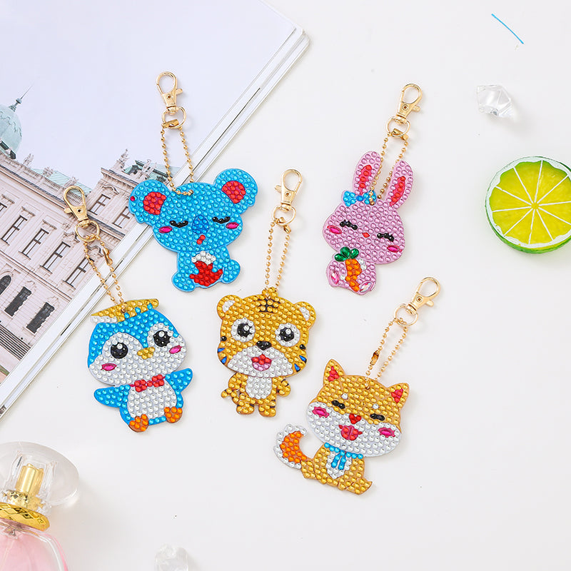 DIY keychain | Rabbit Dog | Double-sided | Five Piece Set