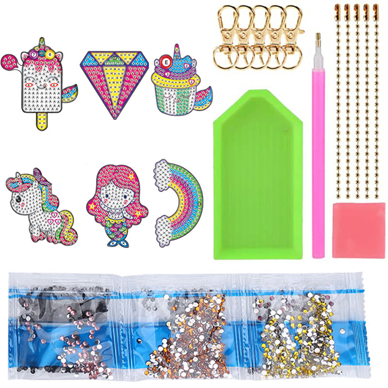 DIY keychain | Unicorn Mermaid | Double-sided | Six Piece Set