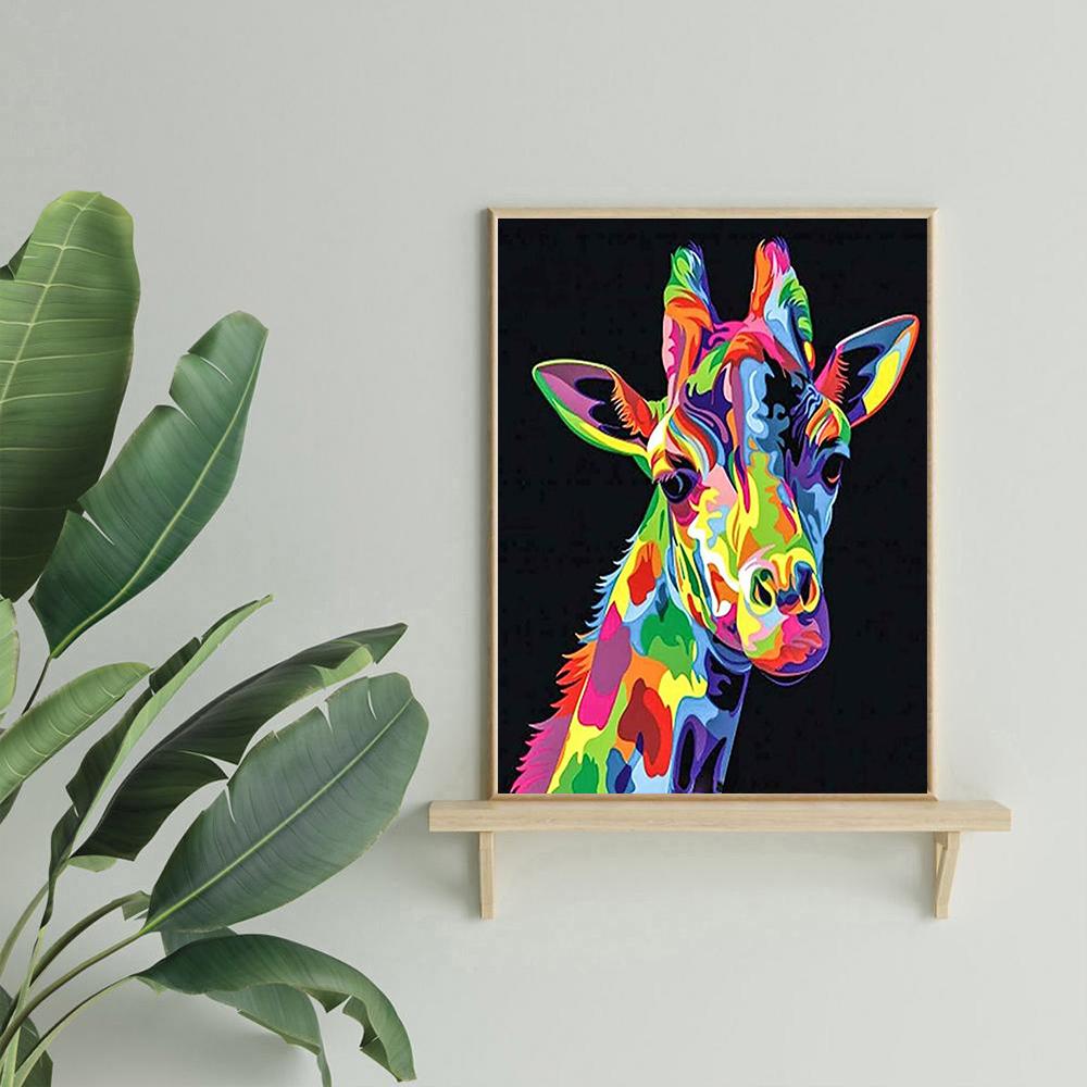 Girafe de couleur | Kits complets de peinture au diamant rond