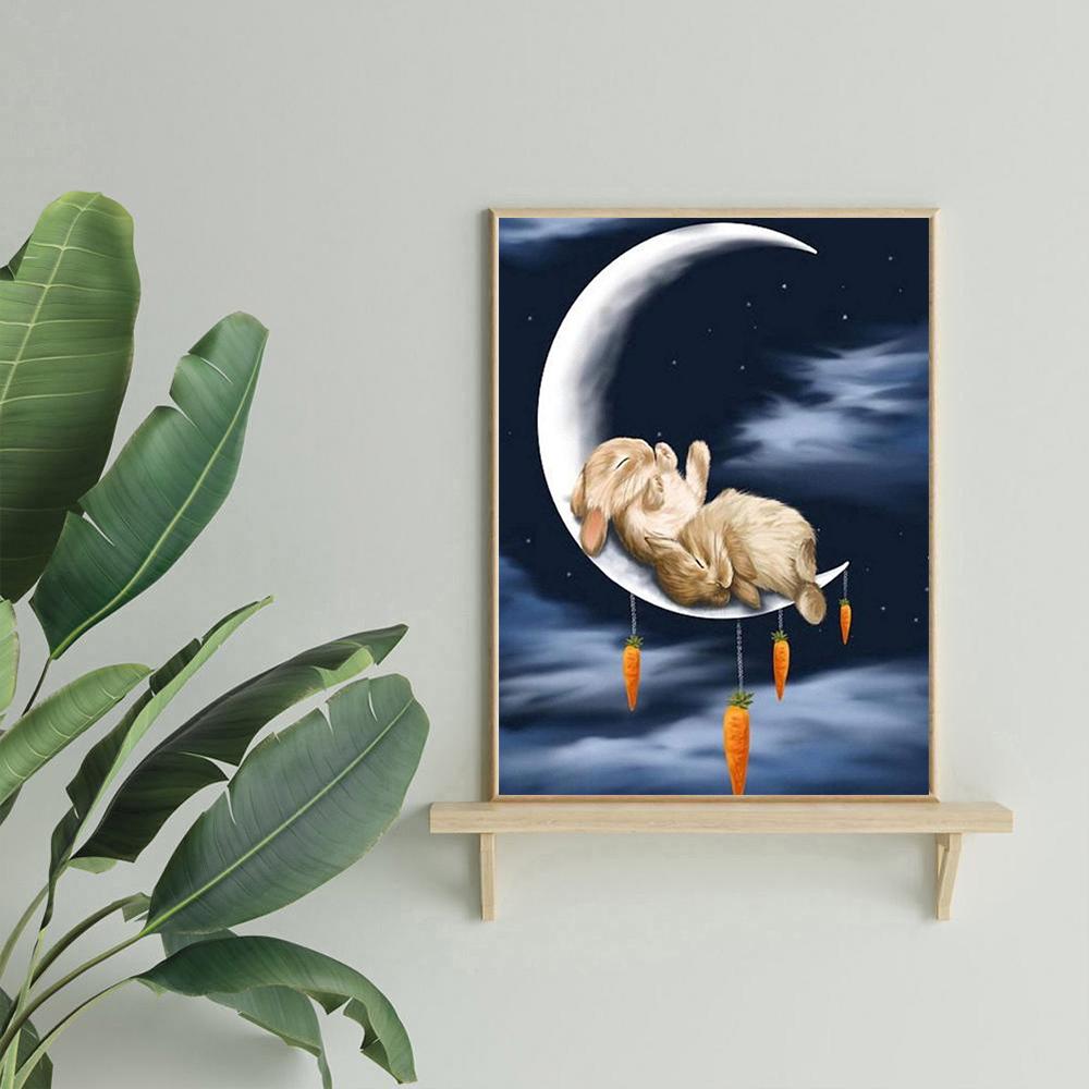 Lapin lunaire | Kits complets de peinture au diamant rond