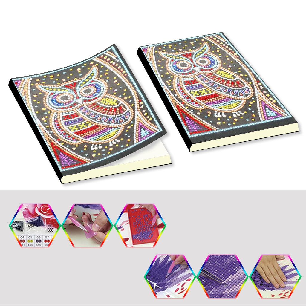 A5 5D Notebook DIY Part Special Shape Rhinestone Diary Book | Owl