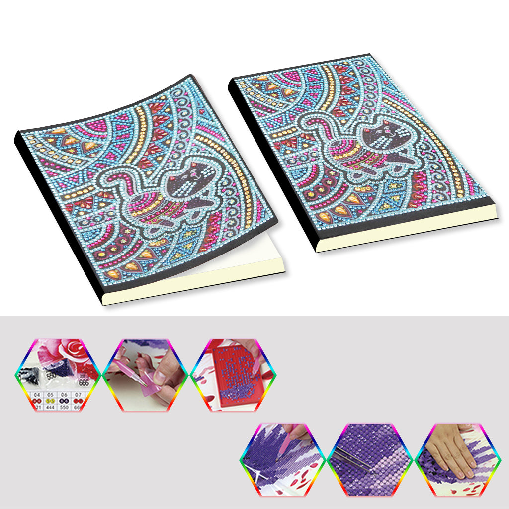A5 5D Notebook DIY Part Special Shape Rhinestone Diary Book | Cat