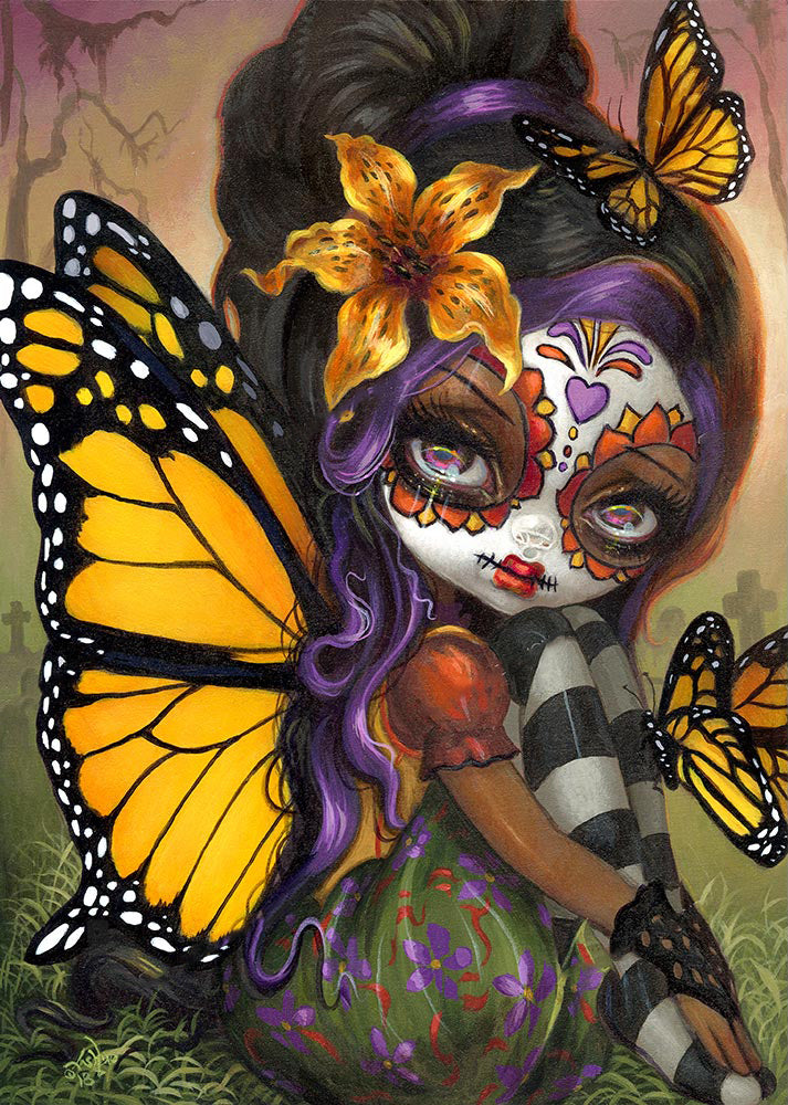 AB luxurious polyester cloth diamond Painting Kits | butterfly punk girl