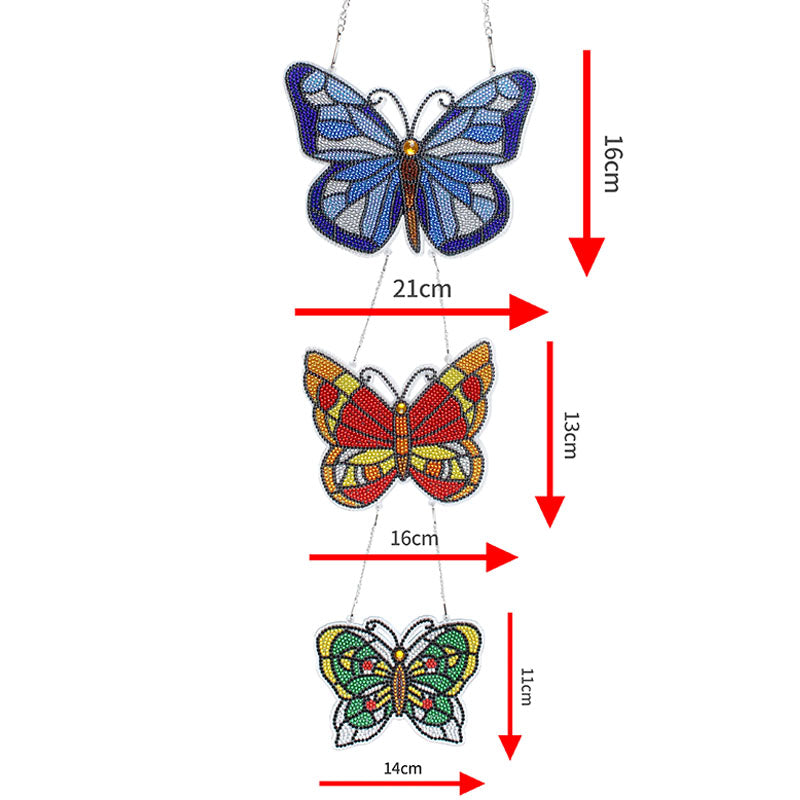DIY-Kristall-Diamant-Wandhalterungsset für Tür- und Fensteranhänger – Schmetterlinge