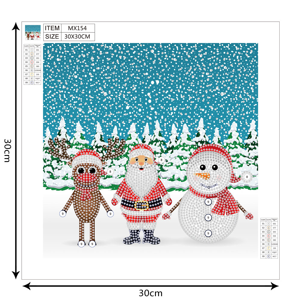 Elk Santa and Snowman | Alien Diamond Painting Kit