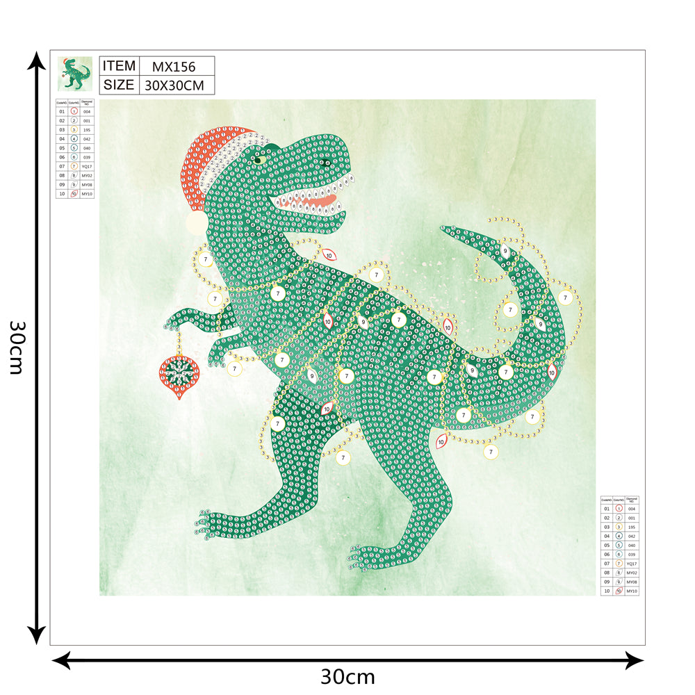 Dinosaure de Noël | Kit de peinture diamant extraterrestre 