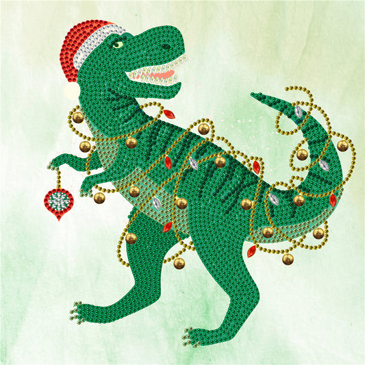 Dinosaure de Noël | Kit de peinture diamant extraterrestre 