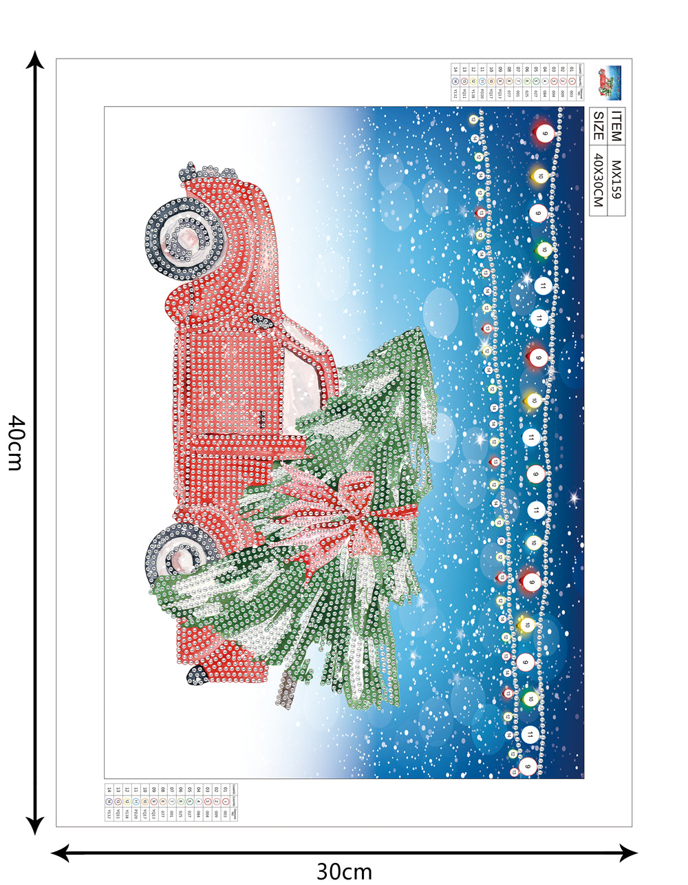 Roter LKW mit Weihnachtsbaum | Diamant-Malset in spezieller Form