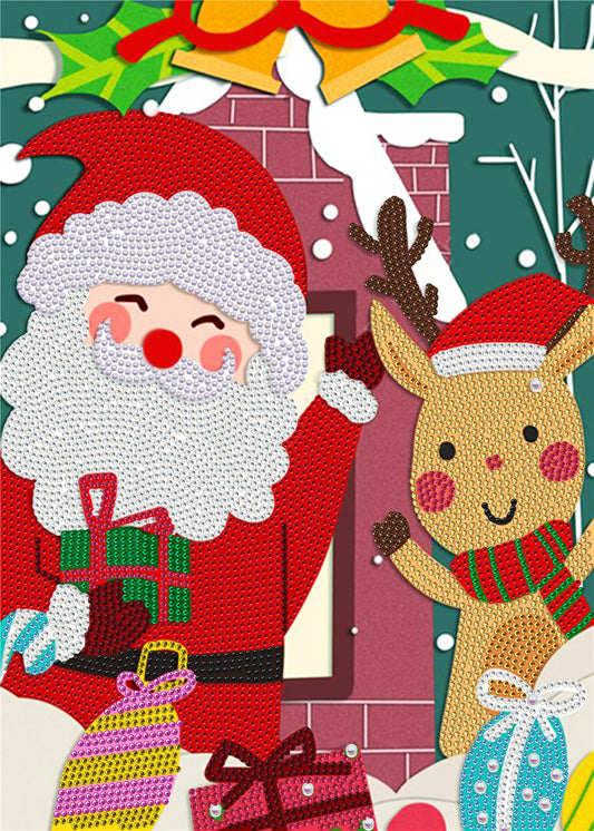 Santa and Elk | Special Shaped Diamond Painting Kit