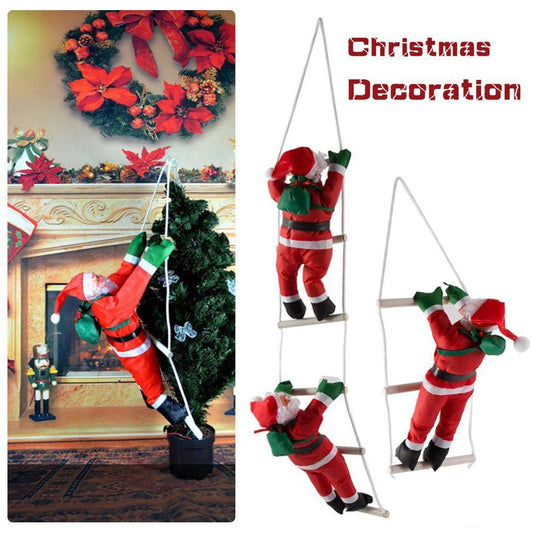 DIY Ornaments Decoration Christmas Santa Claus Climbing On Rope