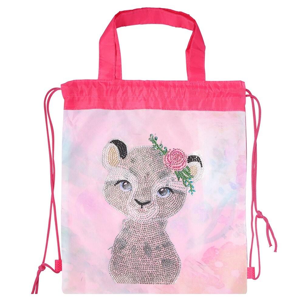 DIY Diamond Painting Backpack Mosaic Drawstring Bag Handbag Diamond Embroidery Kit Student Backpack Storage Bag Animal Picture