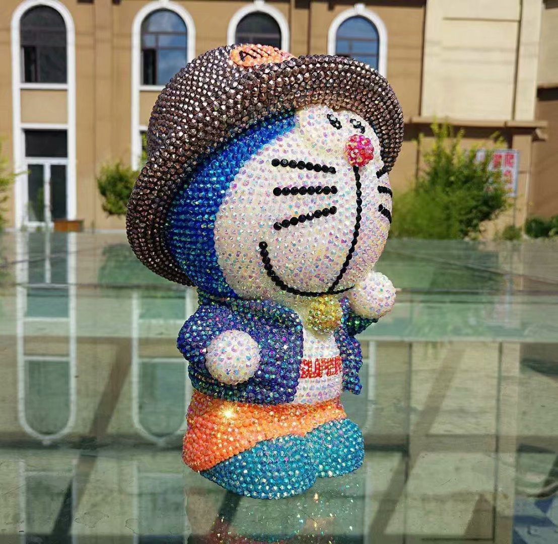 DIY Doraemon - Tirelire avec strass en cristal et peinture au diamant (sans colle)