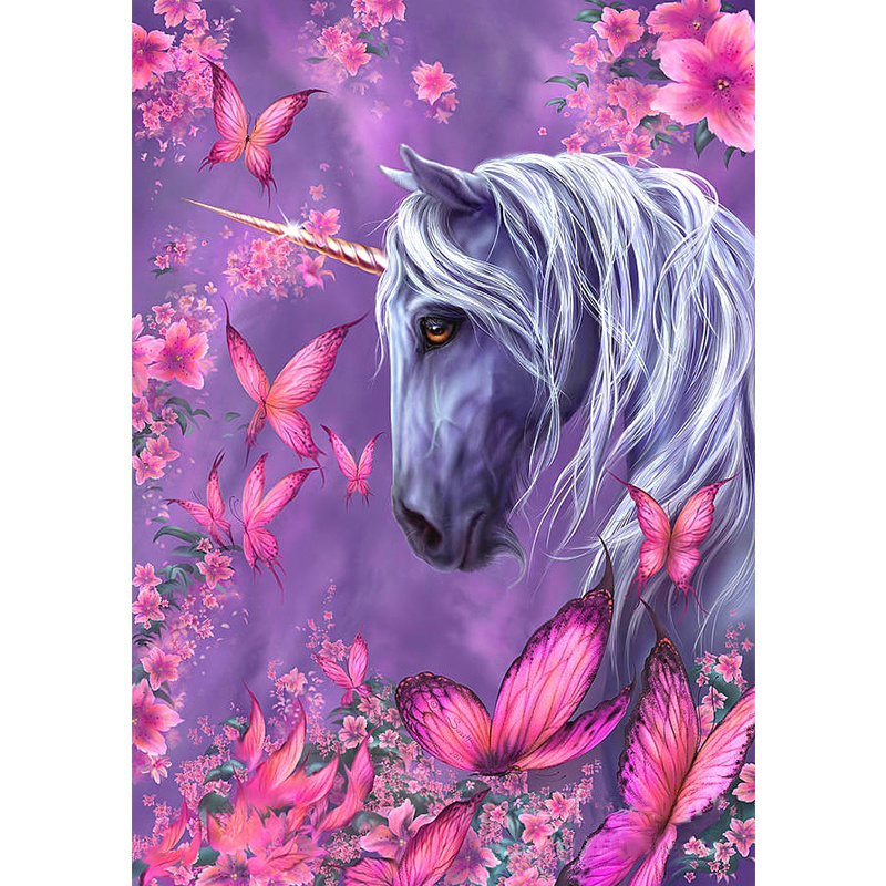 Unicorn Pink Butterfly | Full Round Diamond Painting Kits