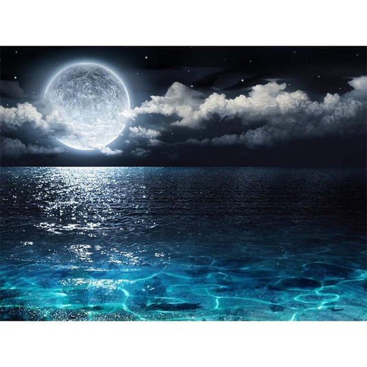 Mer de lune | Kits complets de peinture au diamant rond 