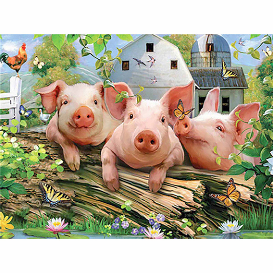 Three little pigs  | Full Round Diamond Painting Kits