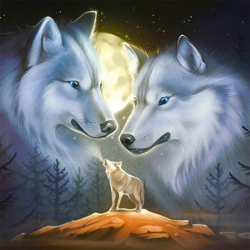 Wolf | Vollständige runde Diamant-Malkits 