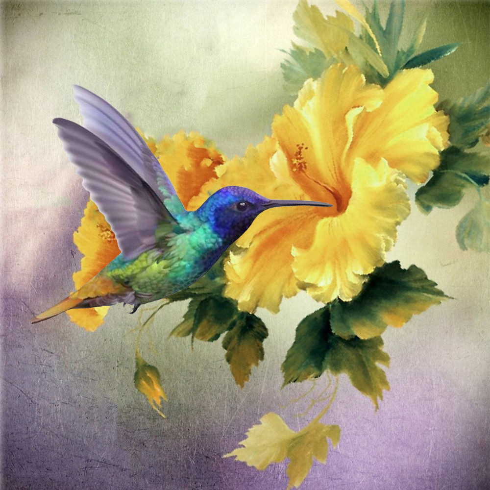 Bird Flower | Full Round Diamond Painting Kits