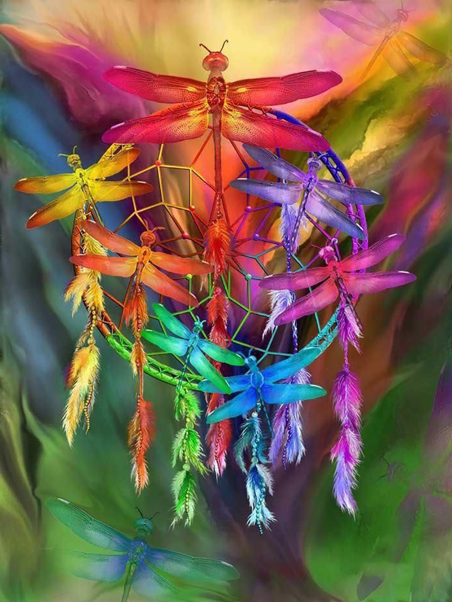 Dragonfly Dream Catcher | Full Round Diamond Painting Kits