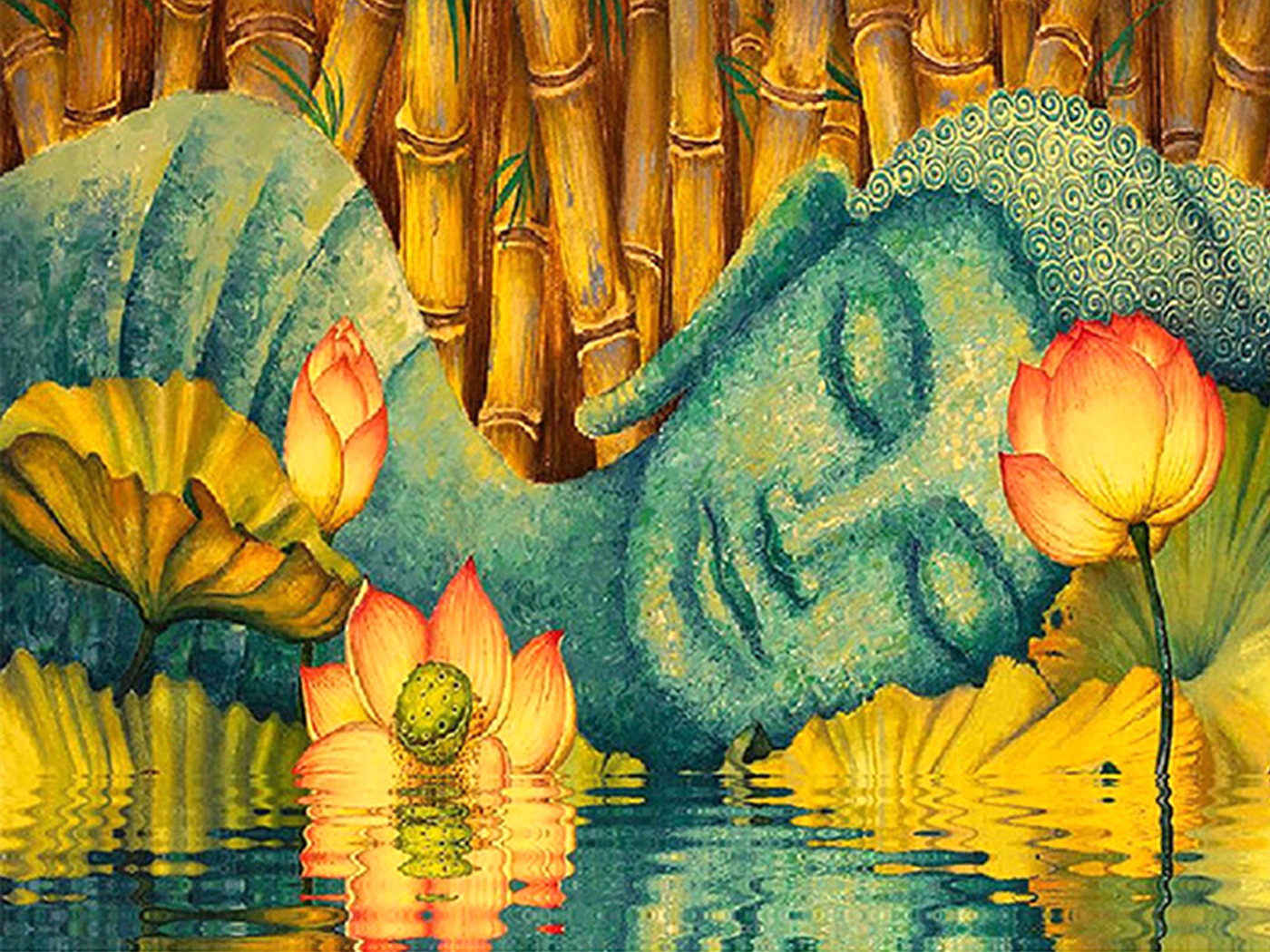 Bouddha couché | Kits complets de peinture au diamant rond 