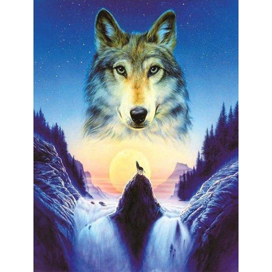 Heulender Wolf | Vollständige runde Diamant-Malkits