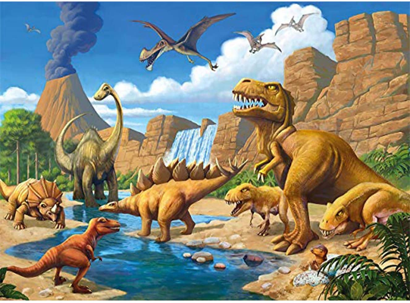 Siècle des dinosaures | Kits complets de peinture au diamant rond