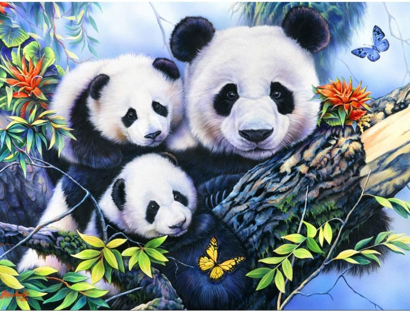 Drei Pandas | Vollständige runde Diamant-Malkits 