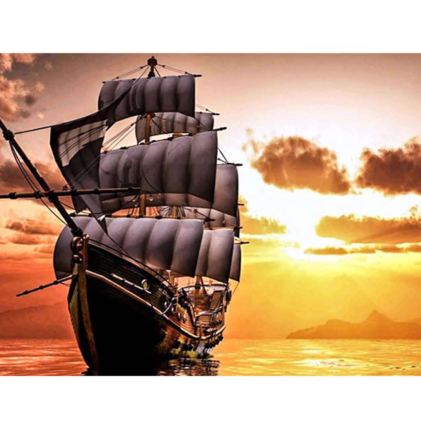 Sunset boat | Full Round Diamond Painting Kits