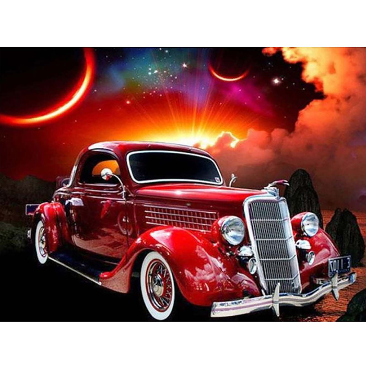 Red vintage car  | Full Round Diamond Painting Kits