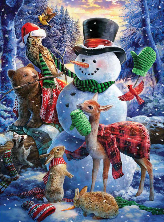 Snowman and animals | Full Round Diamond Painting Kits