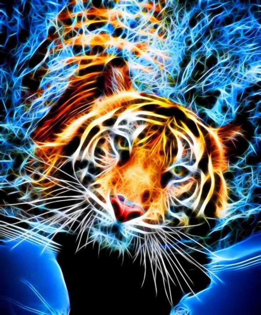 Electric Tiger | Full Round Diamond Painting Kits