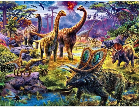 L'ère des dinosaures | Kits complets de peinture au diamant rond 