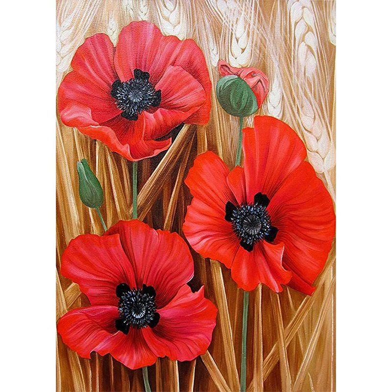 Three red flowers | Full Round Diamond Painting Kits