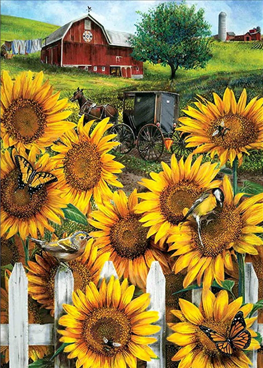 Sunflower carriage | Full Round Diamond Painting Kits