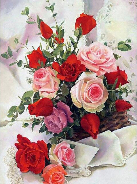 Red and Pink rose | Full Round Diamond Painting Kits