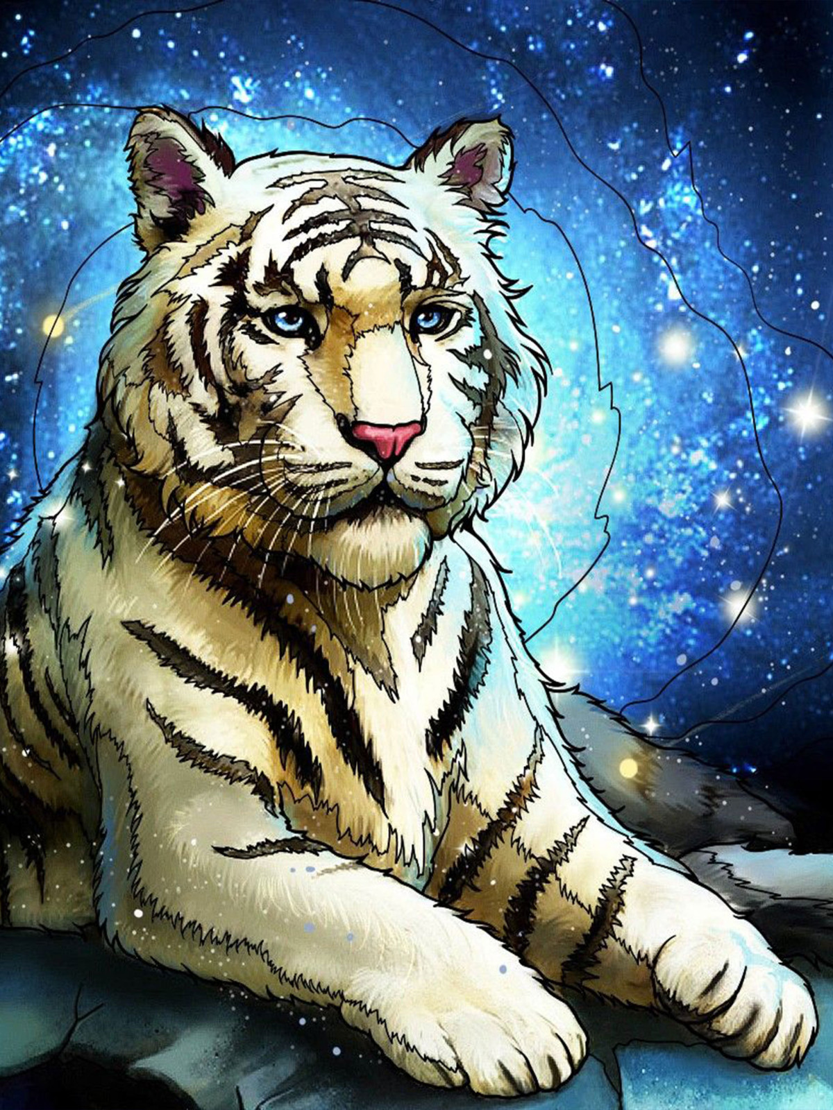 White tiger | Full Round Diamond Painting Kits