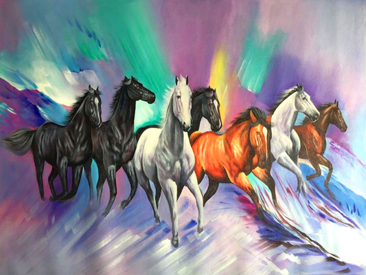 cheval | Kits complets de peinture au diamant rond 