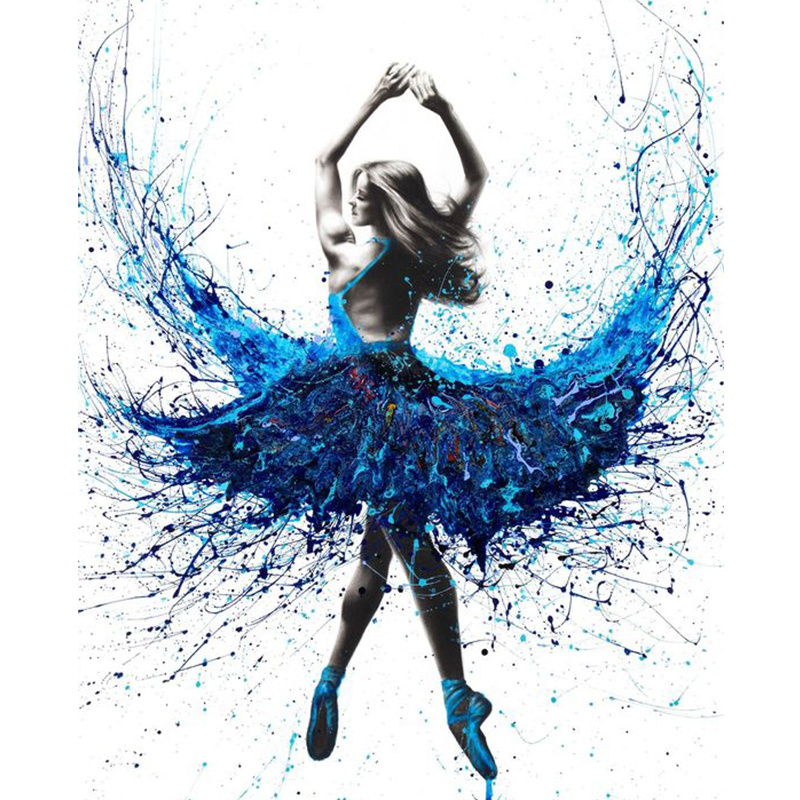 Blue skirt Ballerina | Full Round Diamond Painting Kits