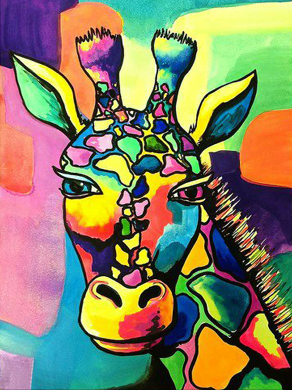 girafe | Kits complets de peinture au diamant rond