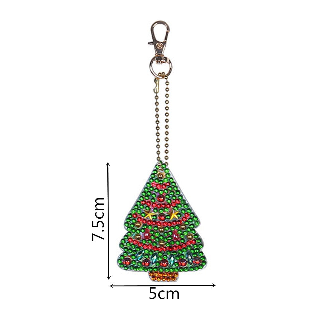 5pcs DIY Weihnachtssets speziell geformte Full Drill Diamond Painting Schlüsselanhänger mit Schlüsselring Schmuck Geschenke für Mädchen Taschen 
