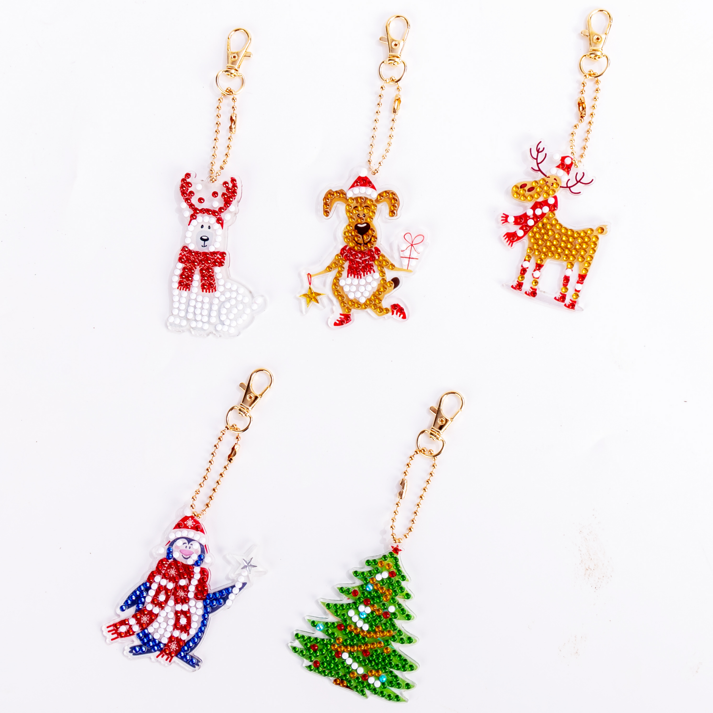 One-sided sticker special diamond painted keychain key ring-Christmas