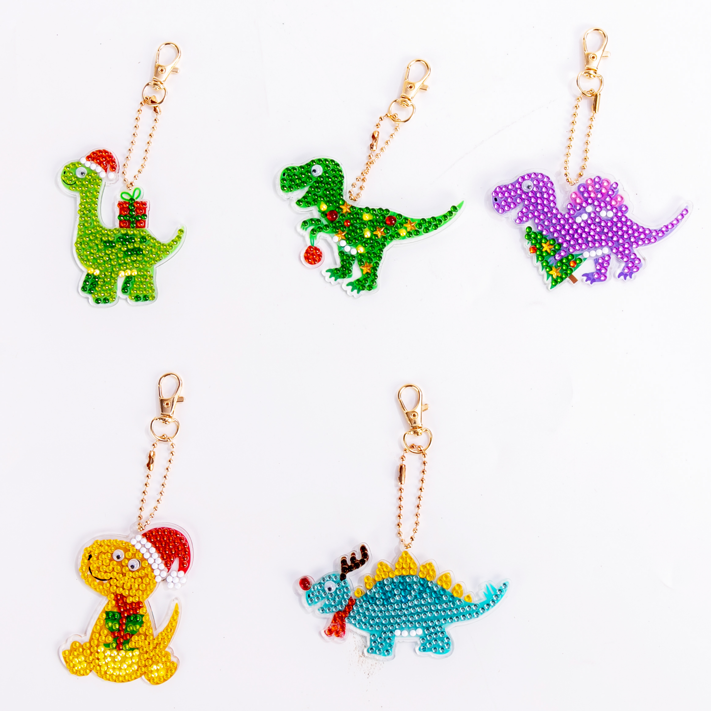 One-sided sticker special diamond painted keychain key ring-Dinosaur