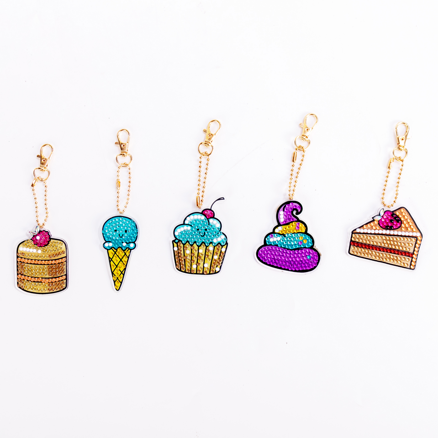 One-sided sticker special diamond painted keychain key ring-Ice cream