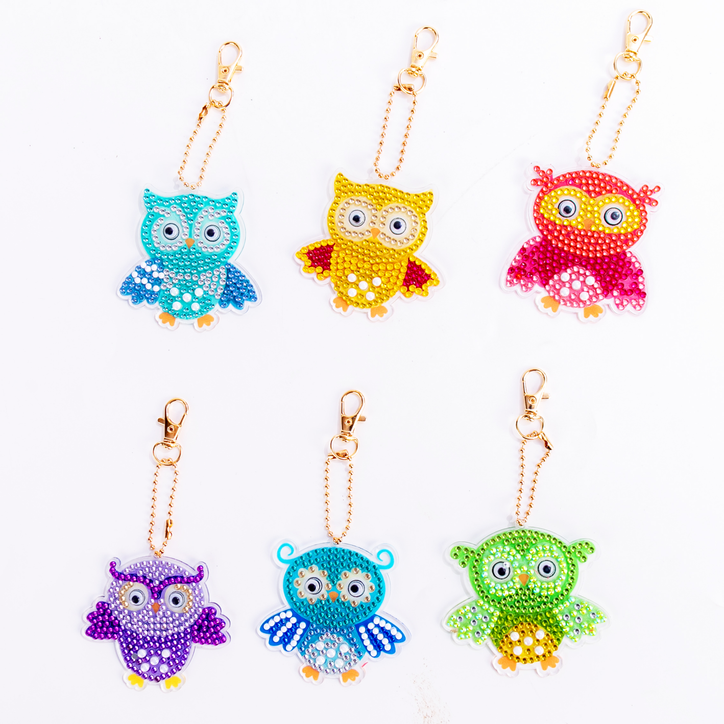 One-sided sticker special diamond painted keychain key ring-Bird