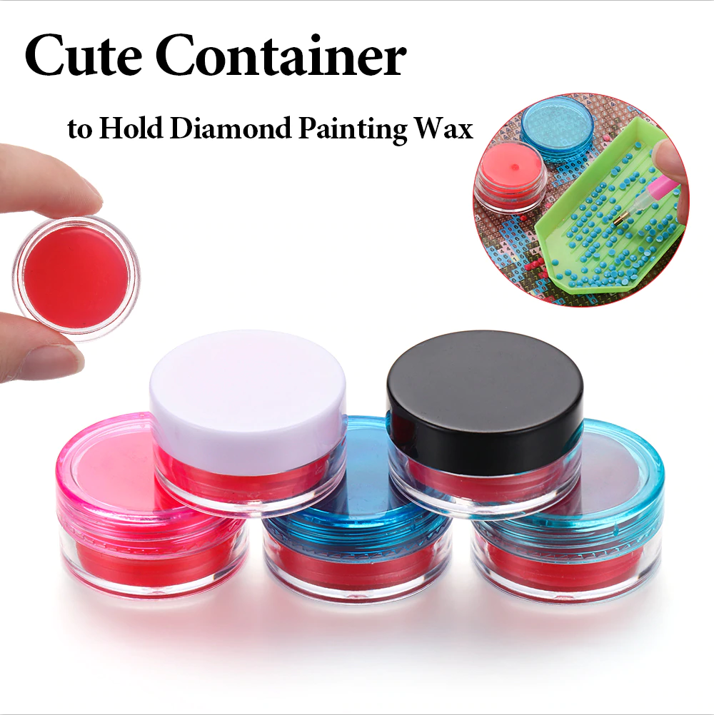 1Box Color Random Glue Clay Tool Diamond Painting Accessories 3.2x3.2x2cm Nouveaute Point Sticking DIY Crafts Round Drill Pen Box Label Paper