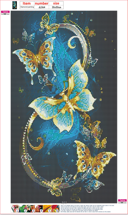 Papillon | Kits complets de peinture au diamant rond 