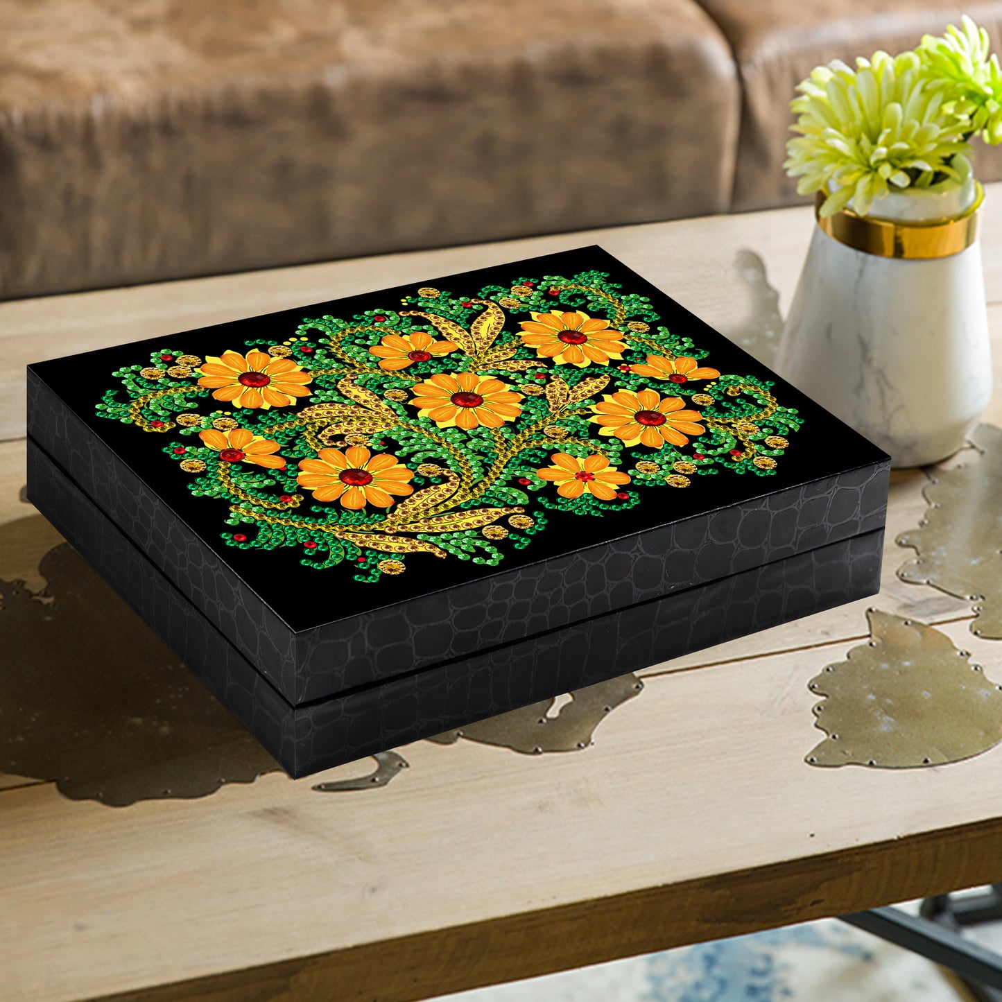 DIY special-shaped diamond painting chrysanthemum decoration resin jewelry box