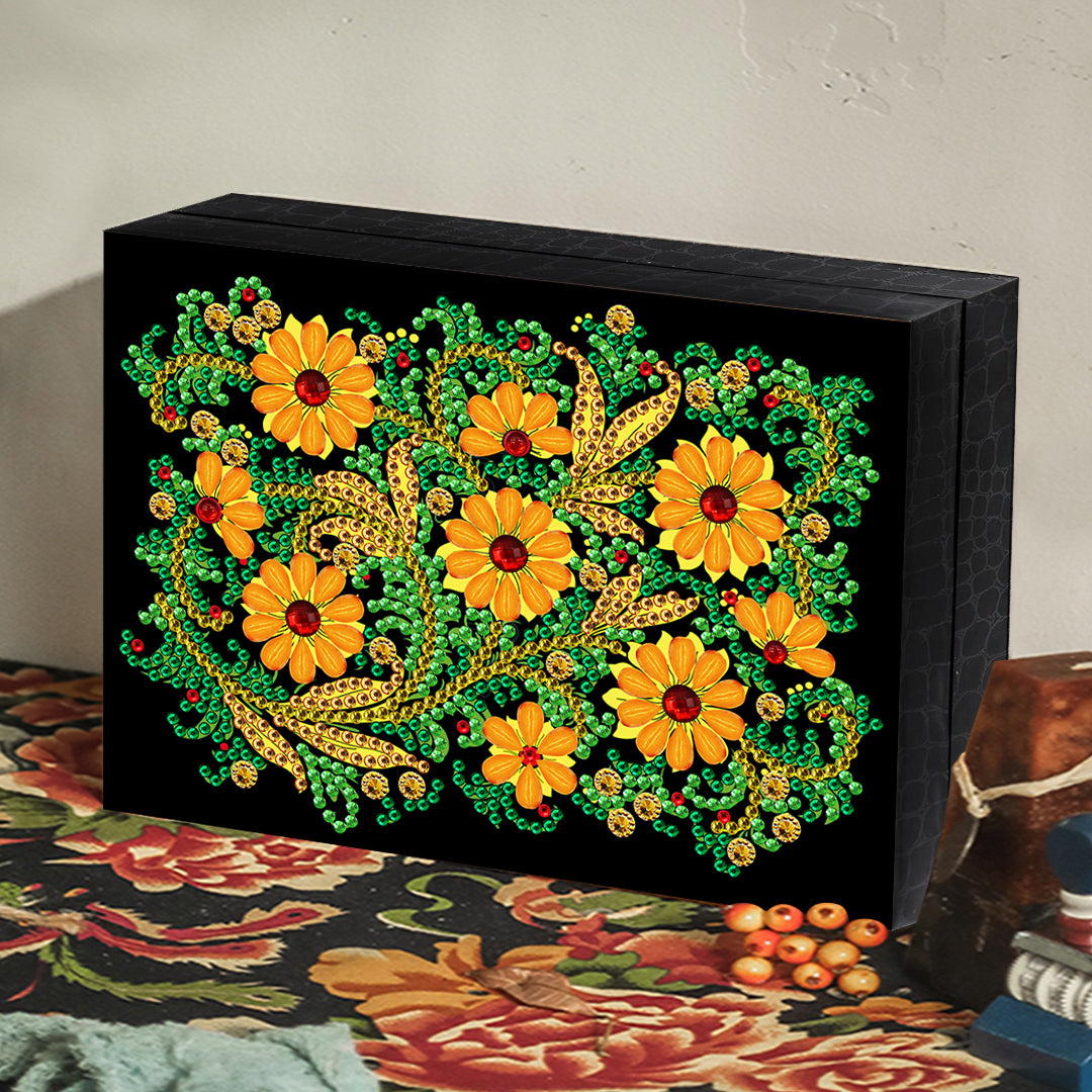DIY speziell geformte Diamantmalerei Chrysantheme Dekoration Harz Schmuckschatulle