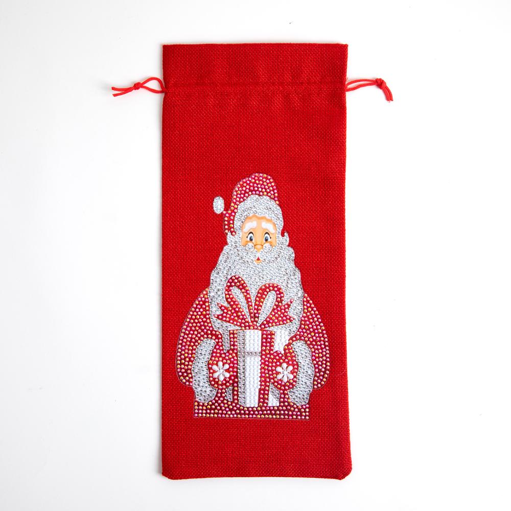 DIY Diamond Christmas Decoration | Santa Claus | Red Wine Gift Bag
